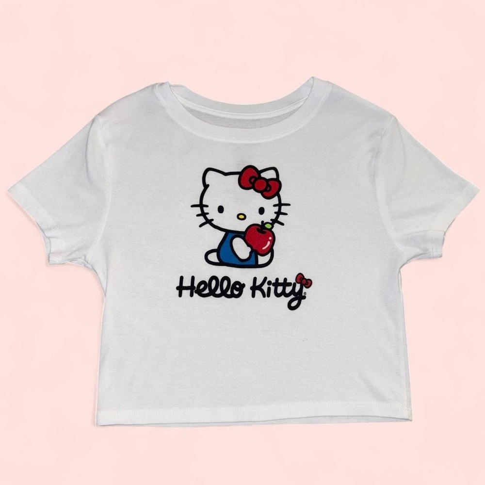 Hello Kitty White Cropped Baby Tee